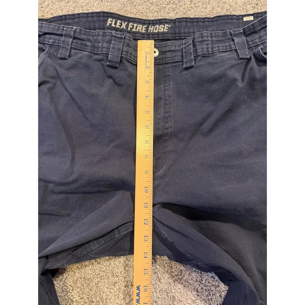 Duluth Trading Co Work Pants Mens 44x30 Navy Flex Fire Hose Relaxed Fit Canvas